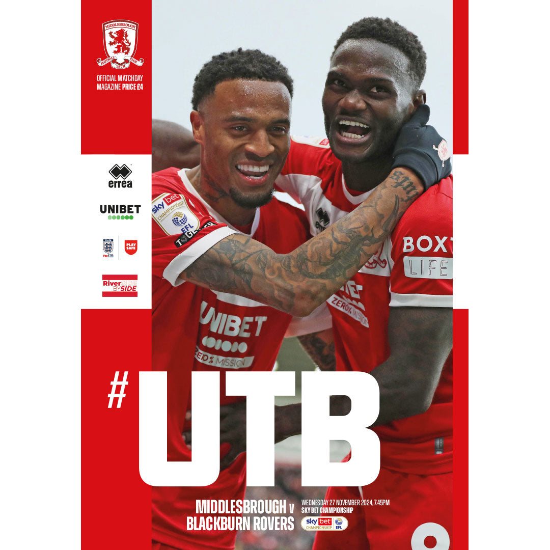Middlesbrough v Blackburn Rovers football programmes
