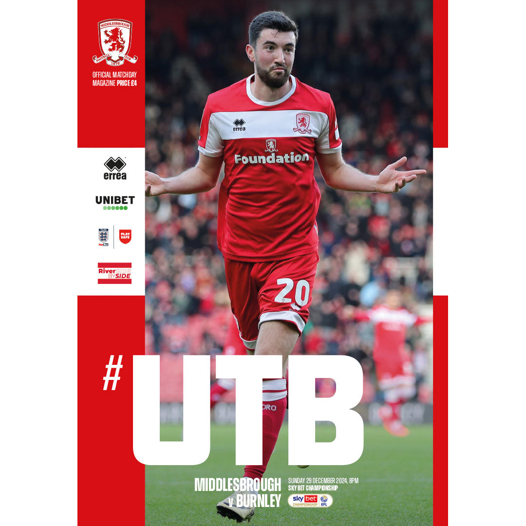 Middlesbrough v Burnley football programmes