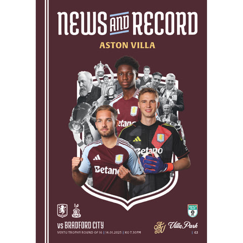 Aston Villa U21s vs Bradford City (EFL Trophy) football programmes