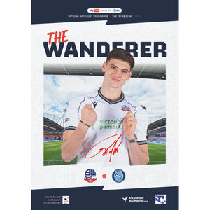 Bolton Wanderers v Wycombe Wanderers football programmes