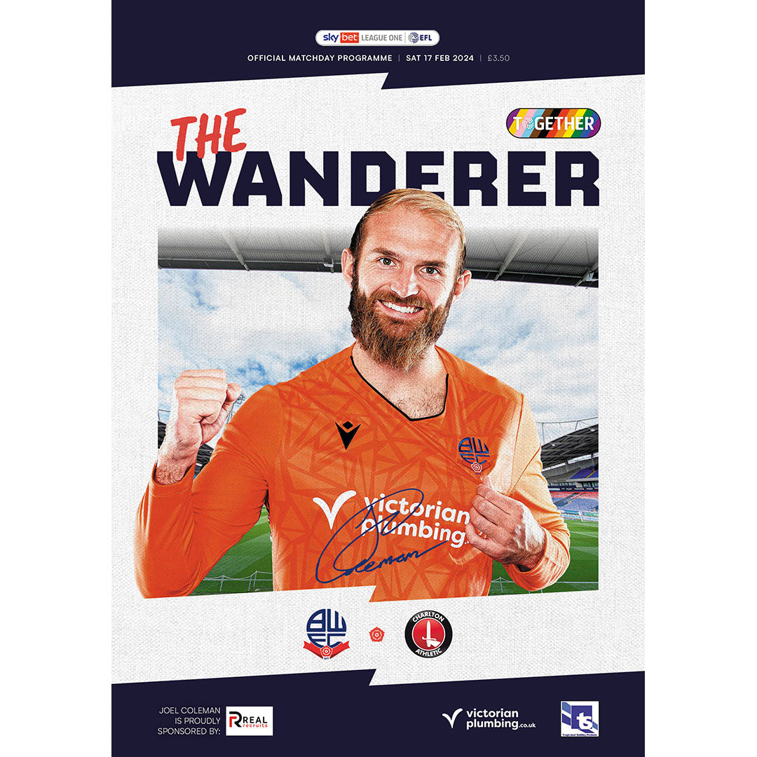 Bolton Wanderers v Charlton Athletic football programme