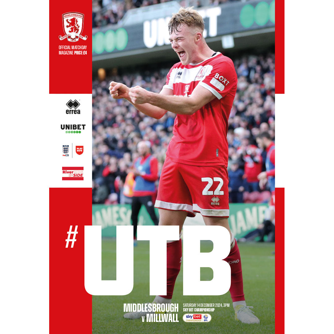Middlesbrough v Millwall football programmes