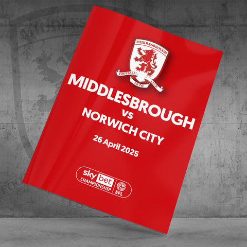 Middlesbrough v Norwich City football programmes