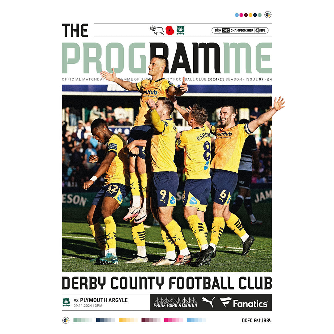 Derby County v Plymouth Argyle football programmes