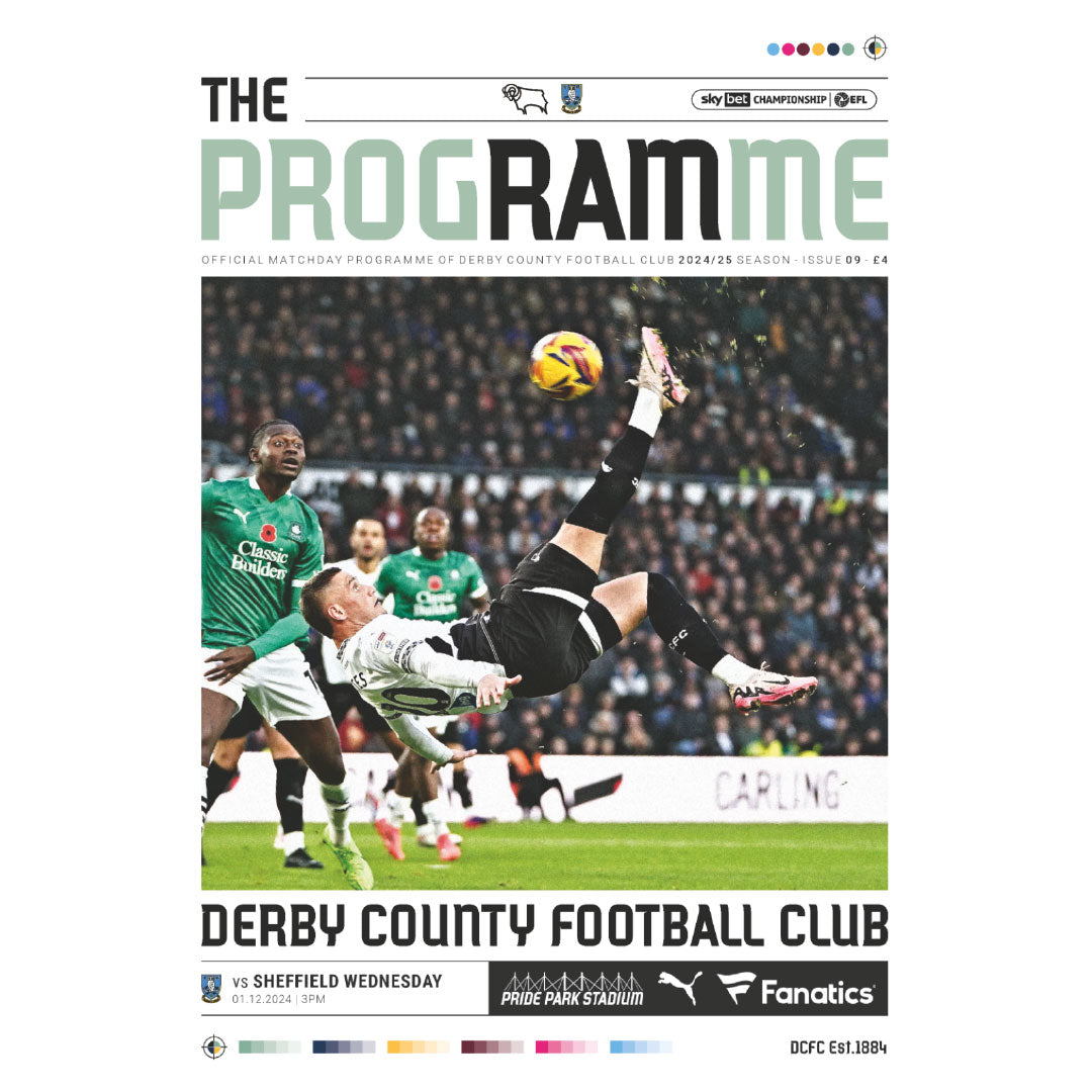 Derby County v Sheffield Wednesday football programmes