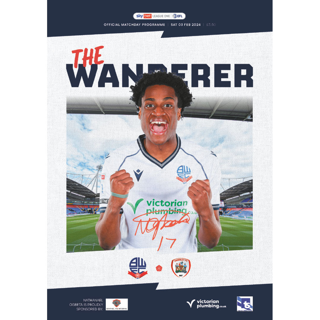 Bolton Wanderers v Barnsley football programmes