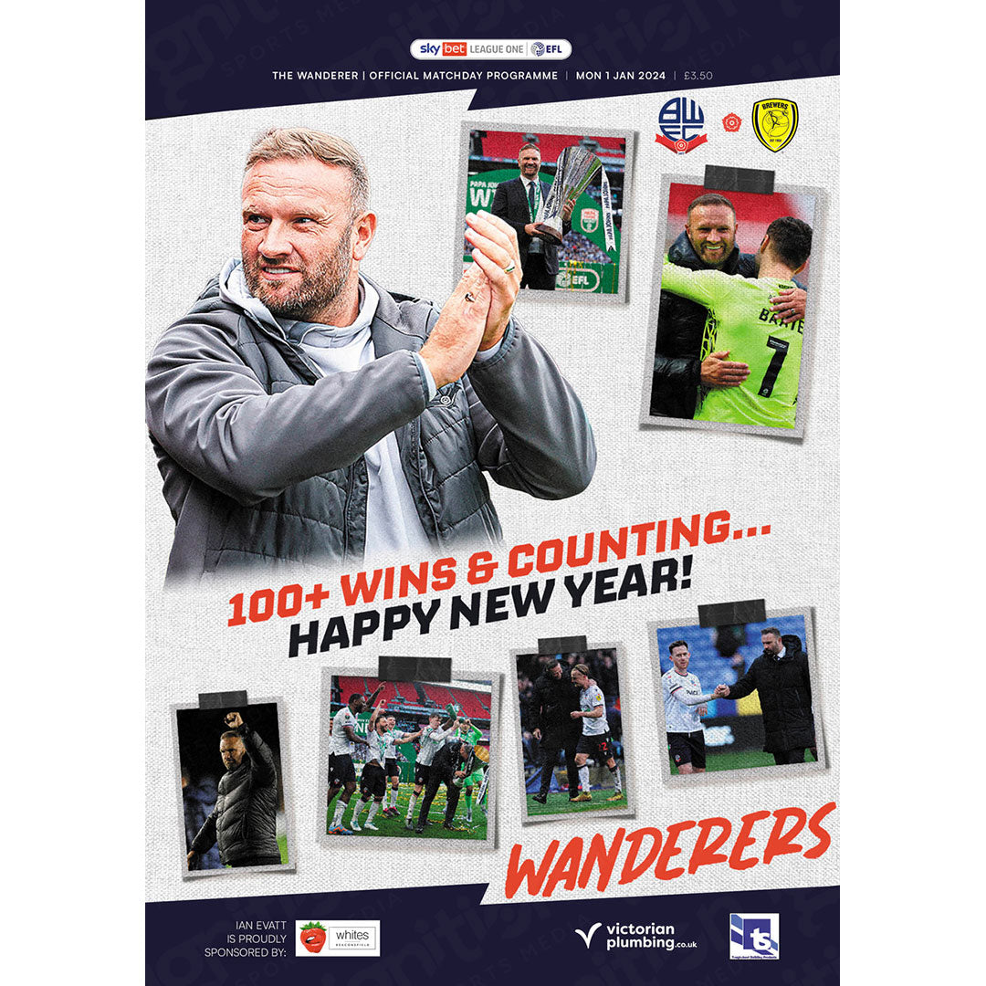 Bolton Wanderers v Burton Albion football programmes