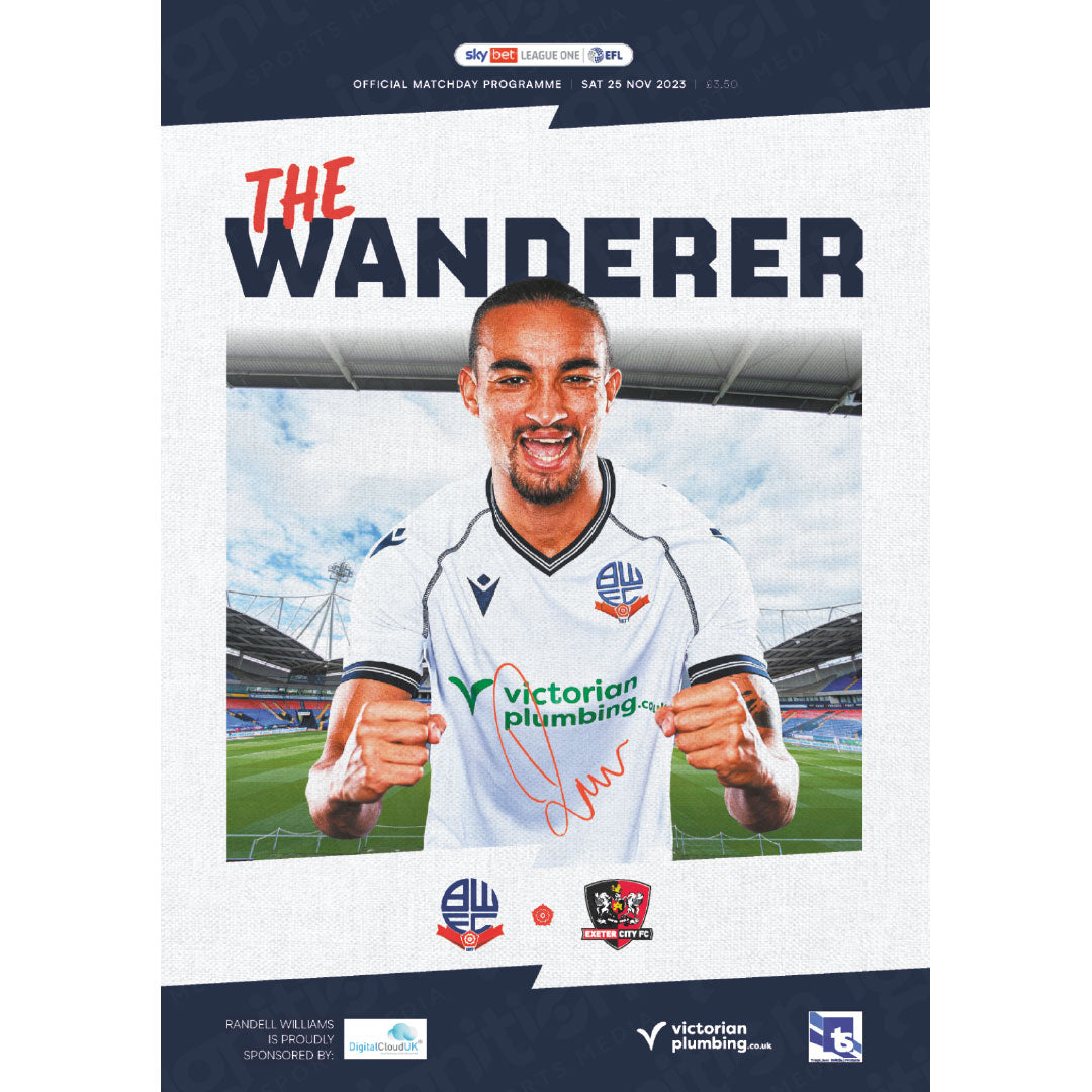 Bolton Wanderers v Exeter City football programmes