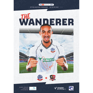 Bolton Wanderers v Exeter City football programmes