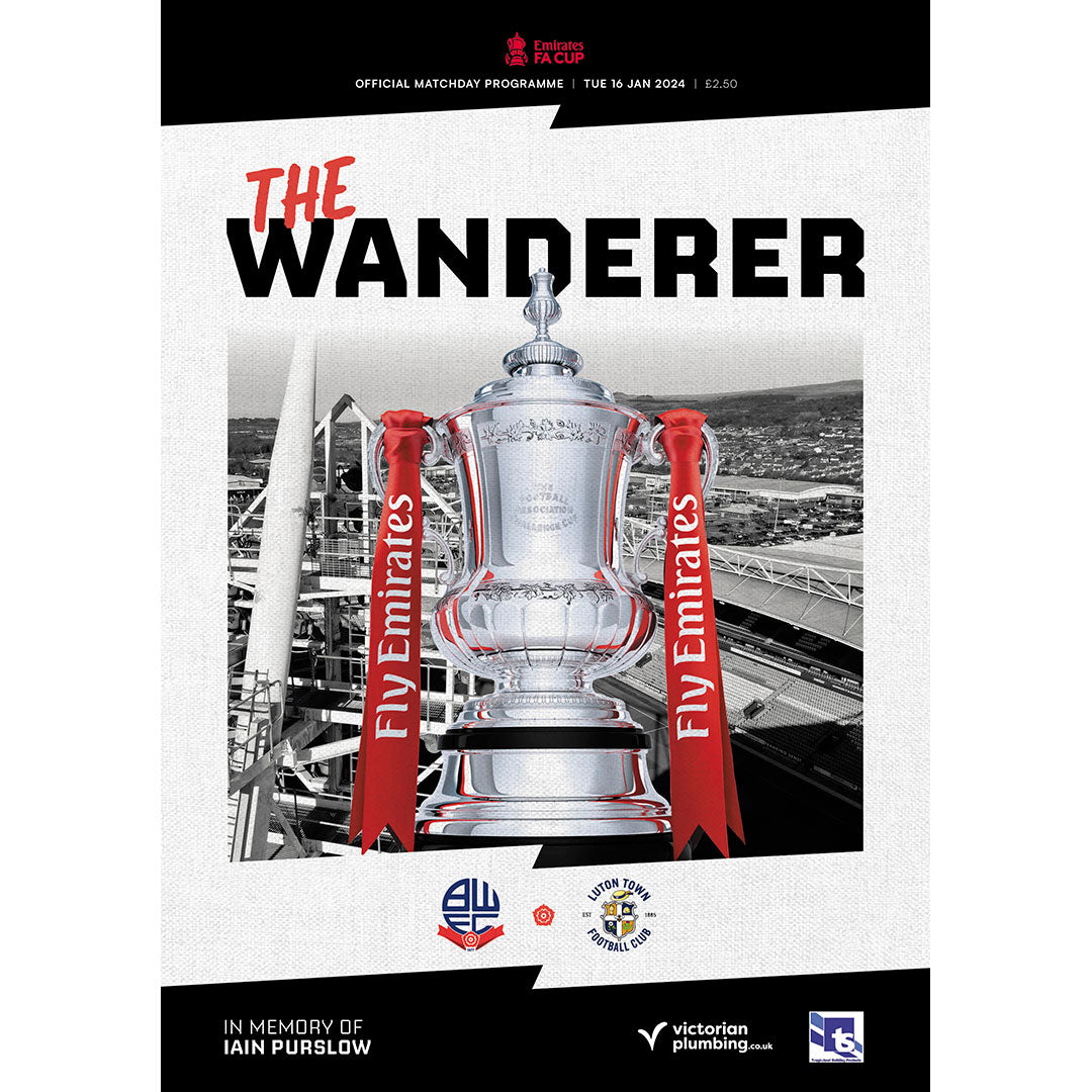 Bolton Wanderers v Luton Town (FA Cup) football programmes