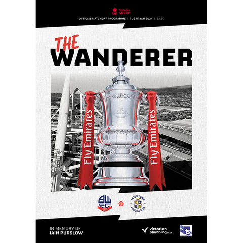 Bolton Wanderers v Luton Town (FA Cup) football programmes