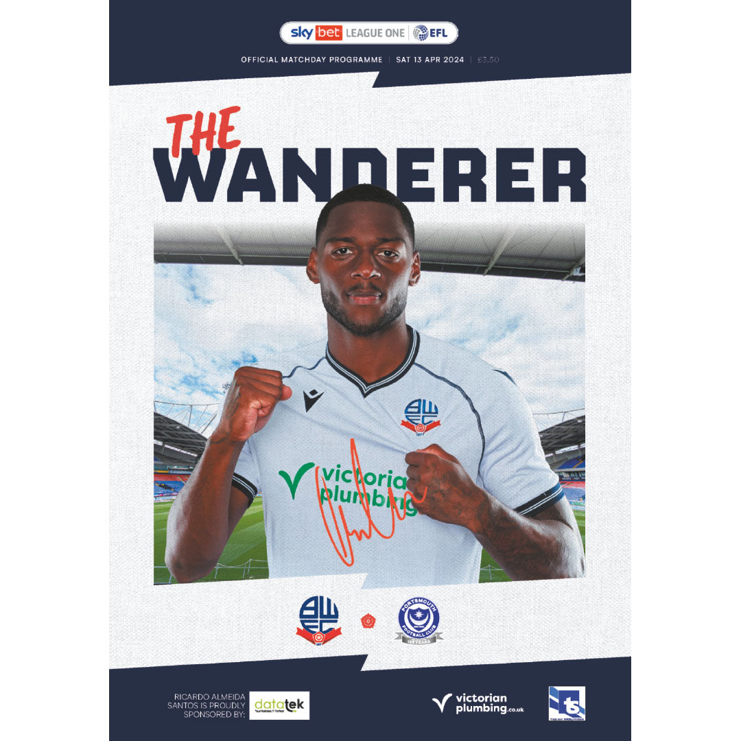 Bolton Wanderers v Portsmouth football programme