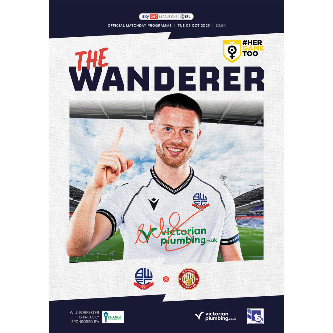 Bolton Wanderers v Stevenage football programmes