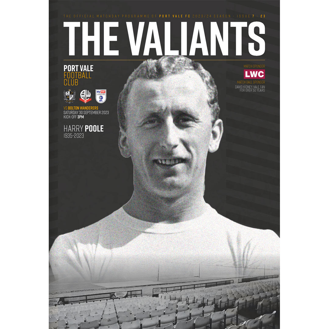 Port Vale v Bolton Wanderers football programmes