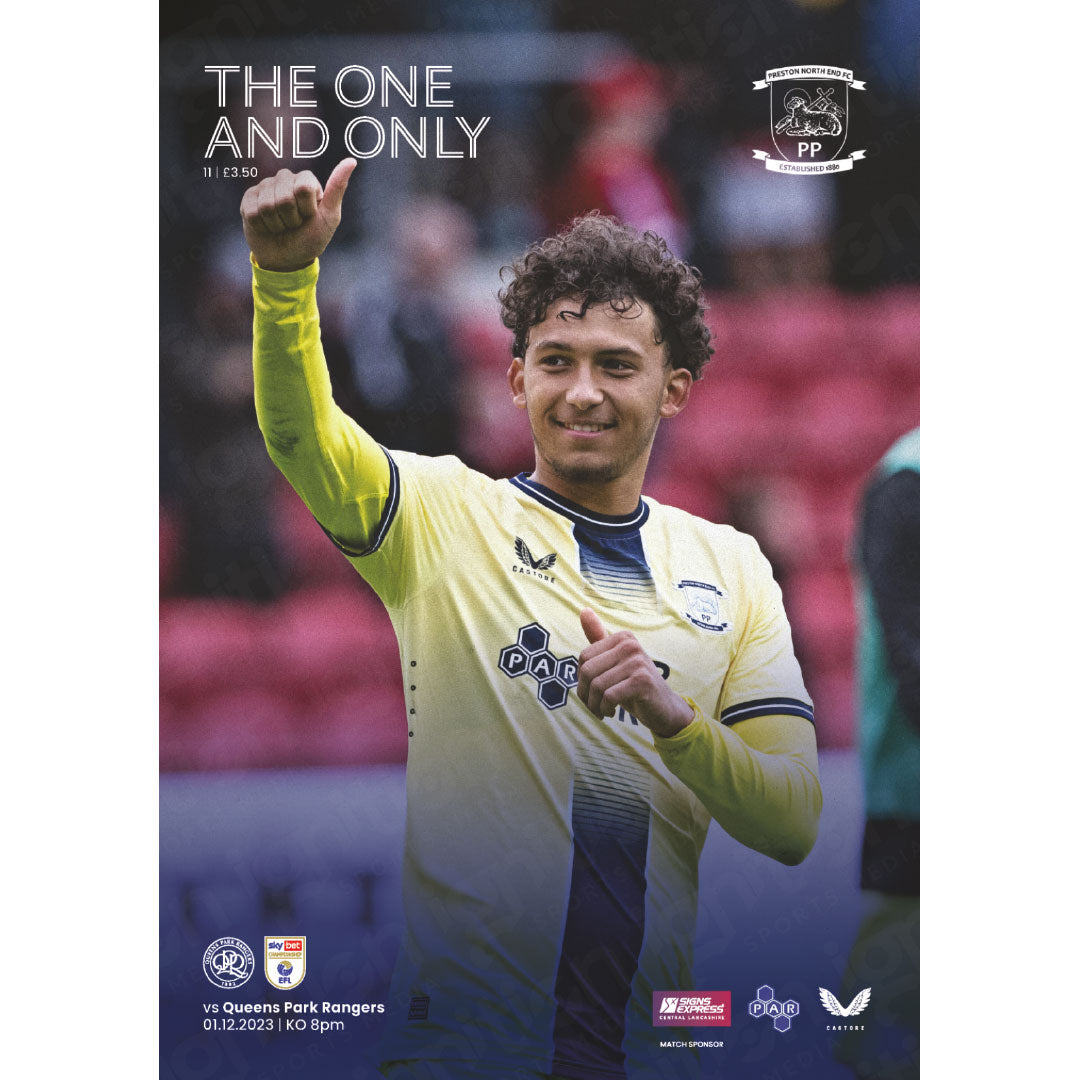 Preston North End vs Queens Park Rangers football programmes