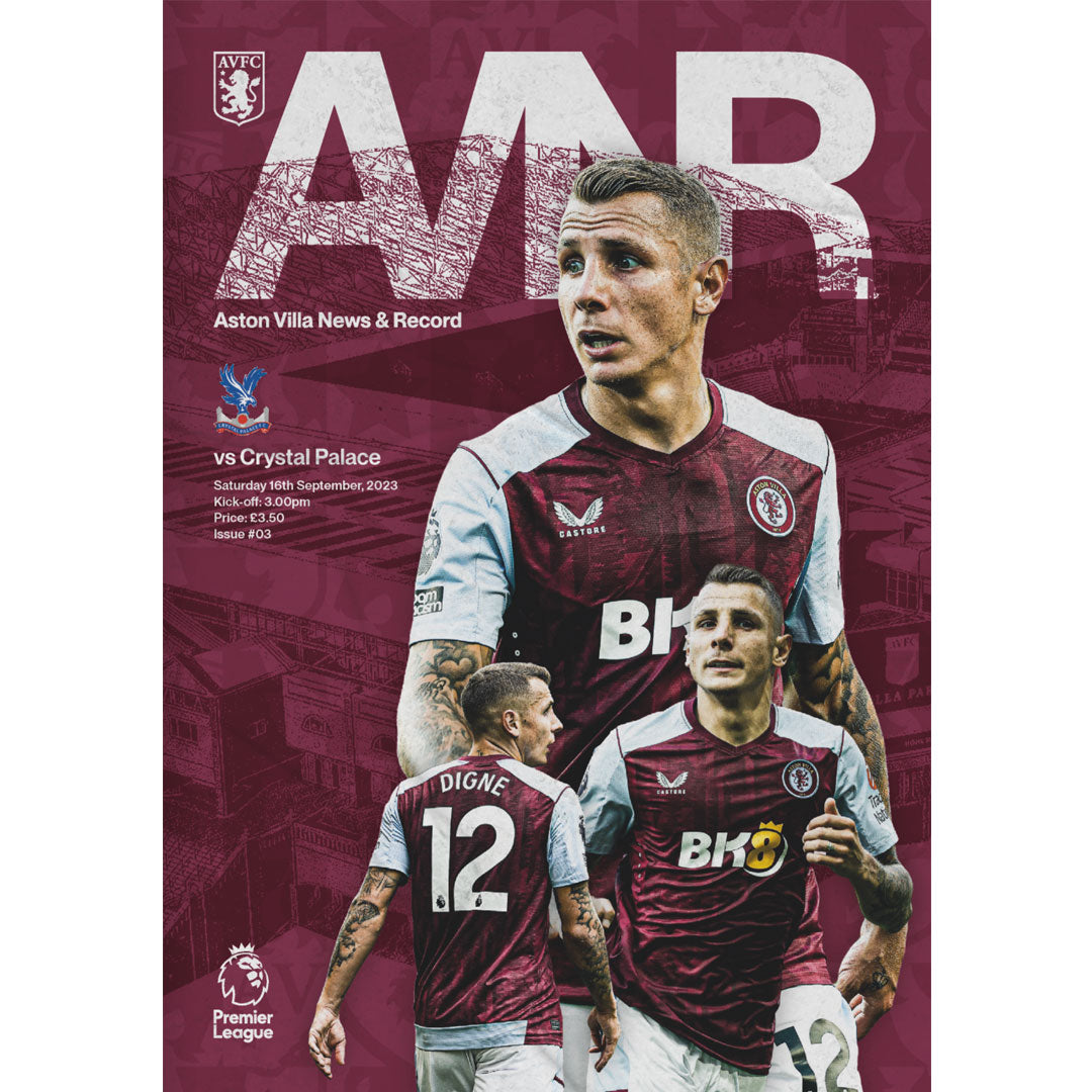 Aston Villa vs Crystal Palace football programmes
