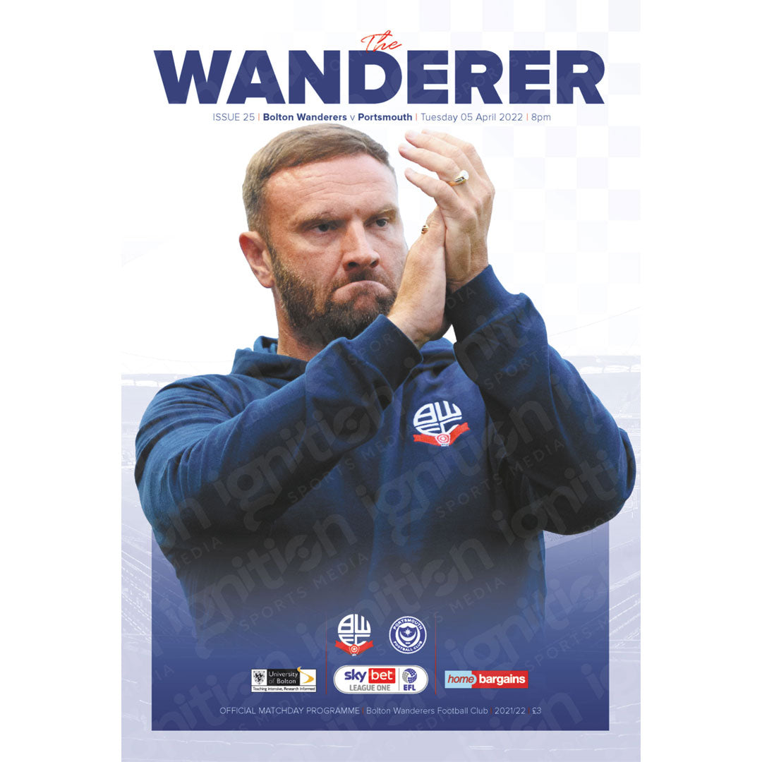 Bolton Wanderers vs Portsmouth football programme