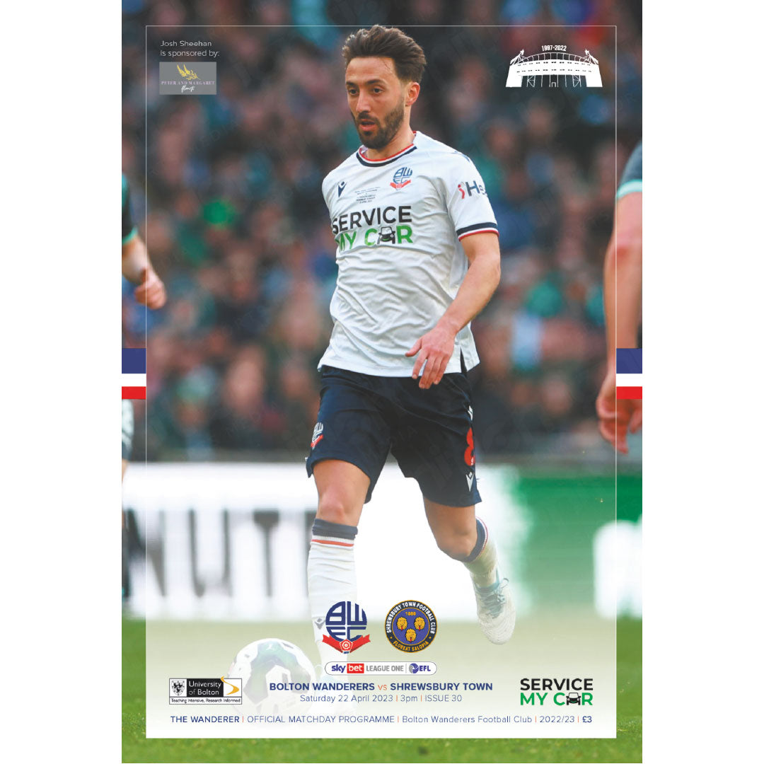 Bolton Wanderers vs Shrewsbury Town football programmes