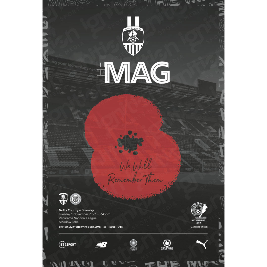 Notts County vs Bromley football programmes