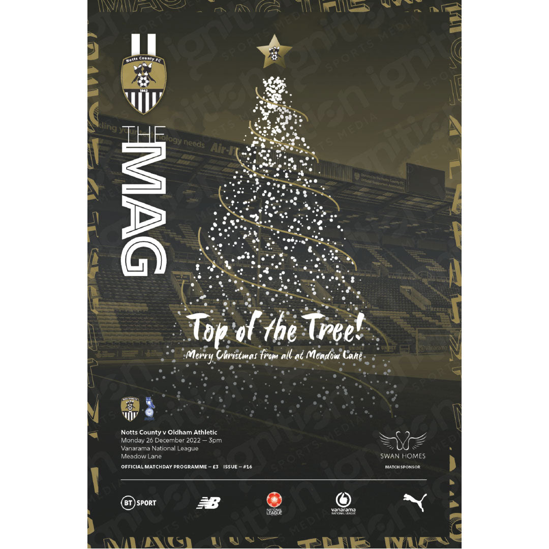 Notts County vs Oldham Athletic football programmes